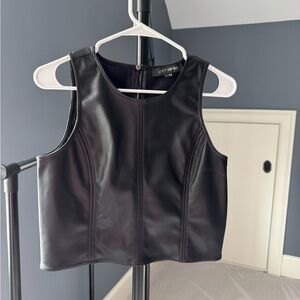 LOFT Black Faux Leather Top